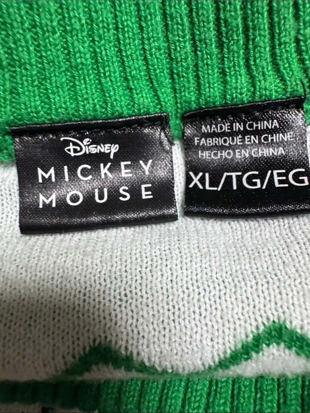 NEW Disney Green & White Mickey Mouse Knit Sweater XL